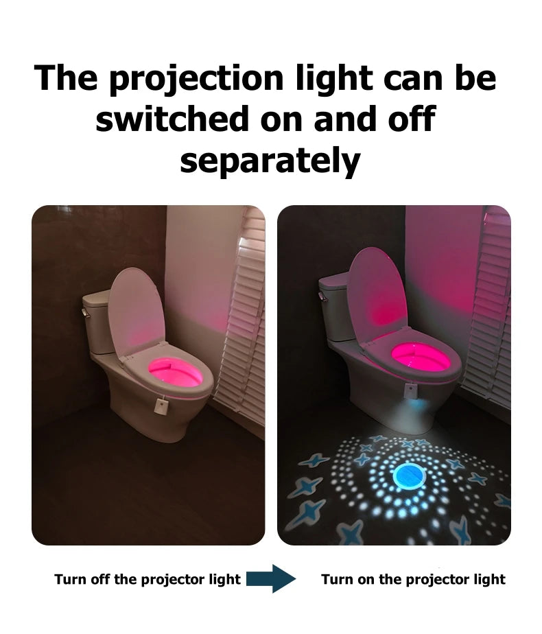 Toilet Night Light Charging Waterproof Human Sensing Toilet Induction Light Colorful Projection Lamp Bathroom Lighting Decor