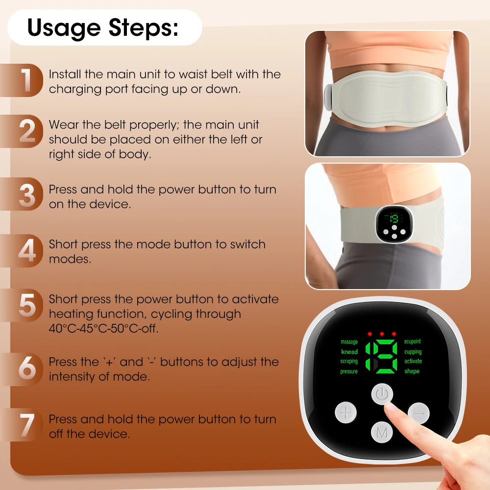 Electric Abdominal Massager Belt Waist Toning Sculptor Vibration And Hot Compress for Belly Exercise Muscle Relax Support