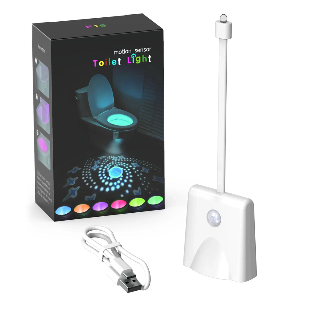 Toilet Night Light Charging Waterproof Human Sensing Toilet Induction Light Colorful Projection Lamp Bathroom Lighting Decor