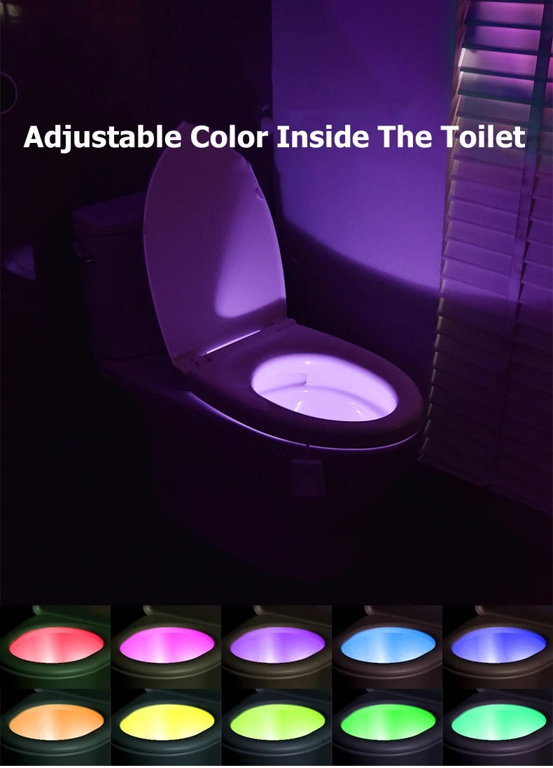 Toilet Night Light Charging Waterproof Human Sensing Toilet Induction Light Colorful Projection Lamp Bathroom Lighting Decor