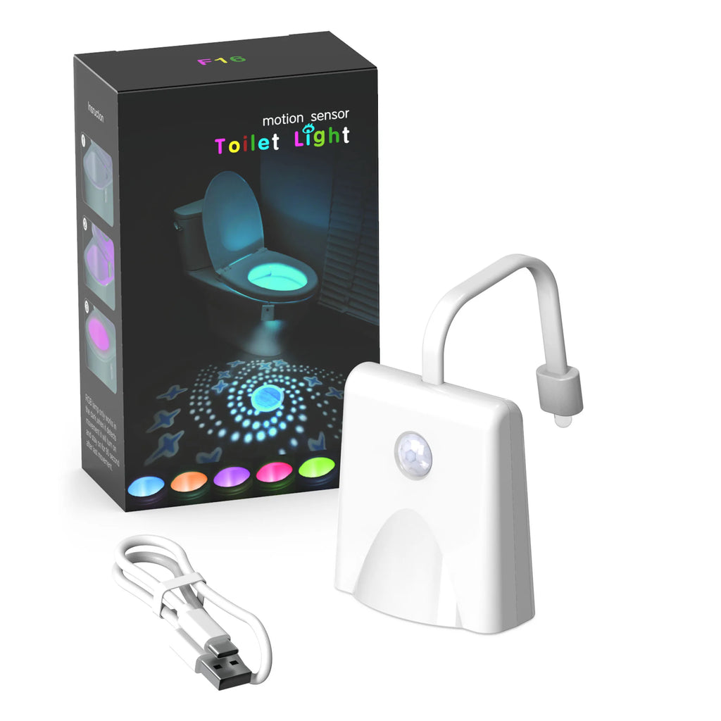 Toilet Night Light Charging Waterproof Human Sensing Toilet Induction Light Colorful Projection Lamp Bathroom Lighting Decor